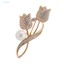 Trâm cài hoa tulip thổ cẩm với kim cương giả và ngọc trai lấp lánh - Trang trí và bảo vệ quần áo & túi xách