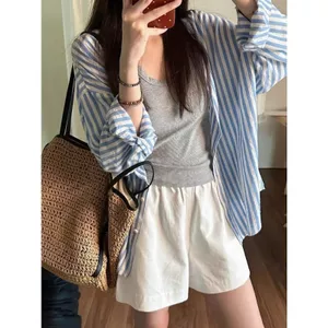 Quần short lưng thun thông thường dành cho nữ Quần ống rộng lưng cao mùa hè