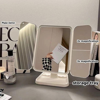 【COD】Gương Để Bàn Trang Điểm Gấp Gọn Tiện Ích Cao Cấp Có Đèn Led 3 Chế Độ Ánh Sáng Có Kèm Dây Sạc