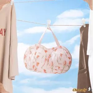 Túi giặt áo ngực CHEESELY, Túi lưới áo ngực thoáng khí chống biến dạng, Túi giặt bảo vệ chống co giãn có tay cầm Áo ngực hoa Tulip cho du lịch tại nhà