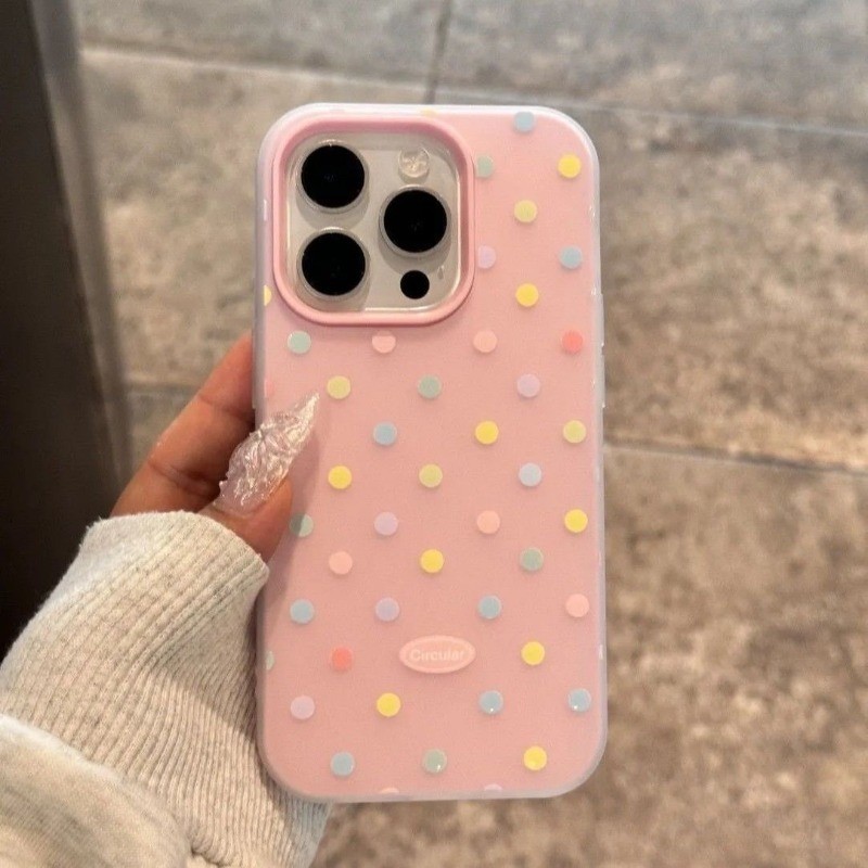 Đơn Giản Màu Dot Điện Thoại Trường Hợp Cho iPhone 17 16 15 14 13 12 11 Pro Max X Xr Xs Max