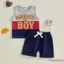 Bộ trang phục 2 món hình gấu chữ thêu cổ tròn không tay + quần short