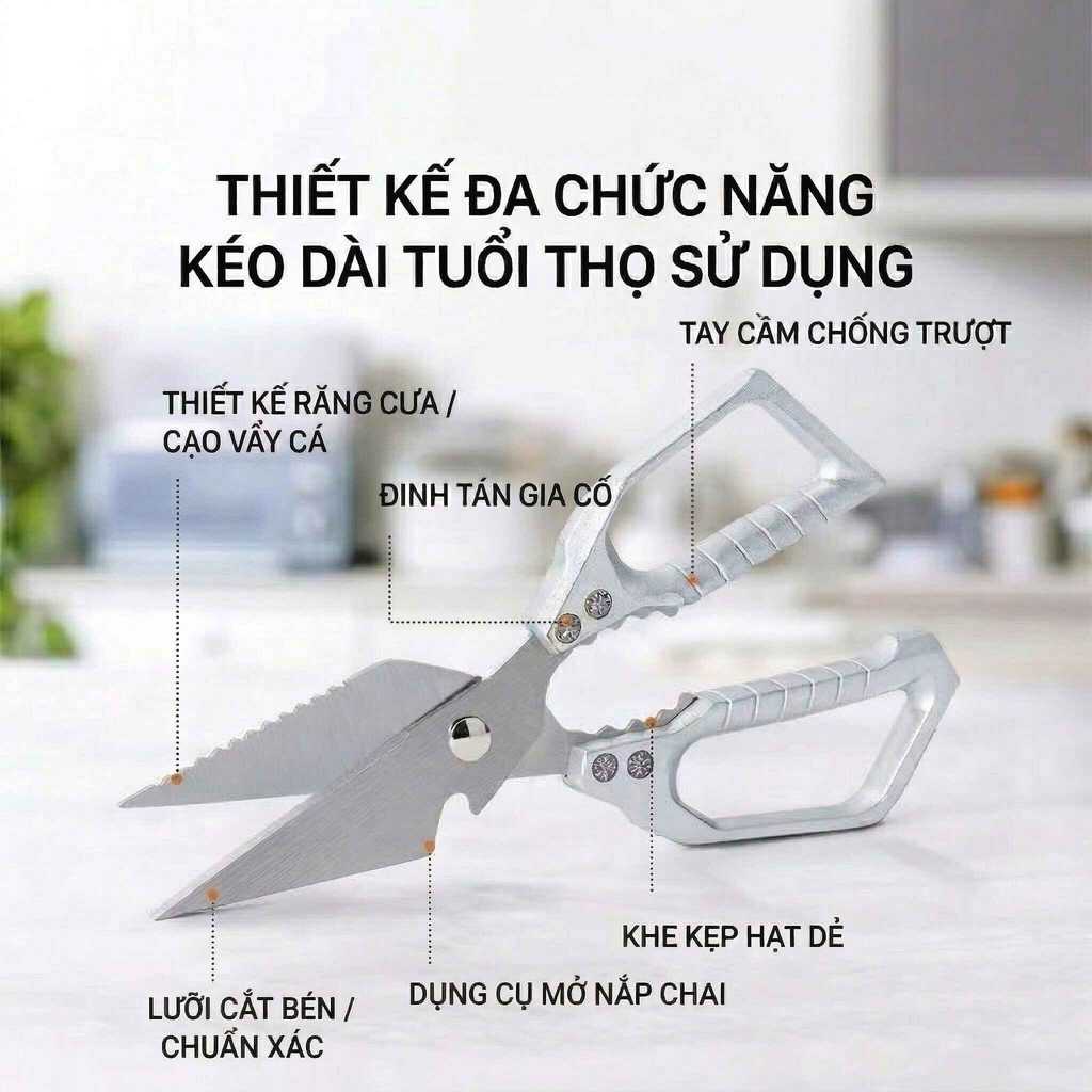 Kéo cắt xương gà chuyên dụng bằng thép không gỉ lực cắt mạnh, dụng cụ nhà bếp bền bỉ chất lượng cao