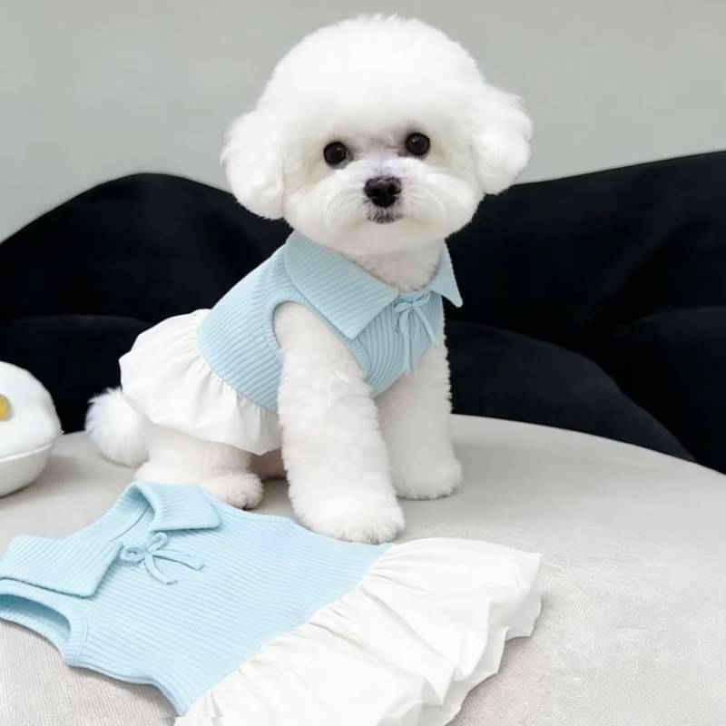 【Ready Stock】 Pet Dog Cat Polo Collar Dress Summer Thin Small Dog Bichon Maltese York Summer Clothes q5cR