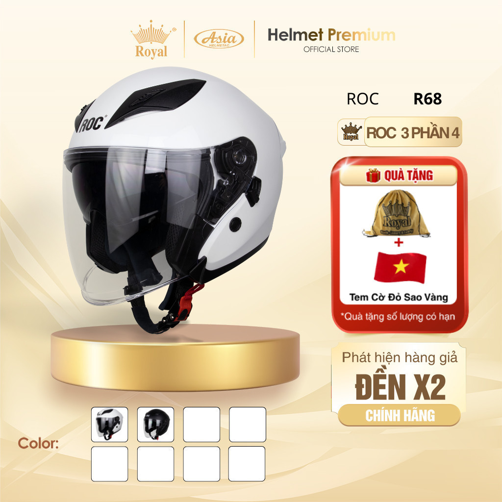 Mũ Bảo Hiểm 3 Phần 4 ROC R68 Chính Hãng Đi Phượt Nam Nữ Cao Cấp, Bảo ...