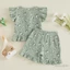 Bộ bé gái 3m-3y Áo và quần short có nút bay Daisy Trang phục mùa hè