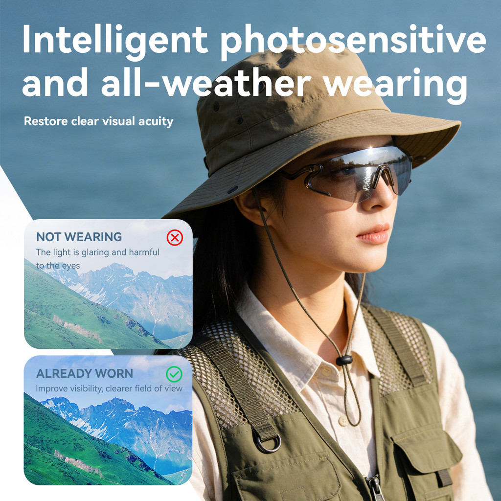 ROCKBROS Kính Thể Thao Ngoài Trời Chống UV Chống Gió Kính Đi Xe Đạp Photochromic