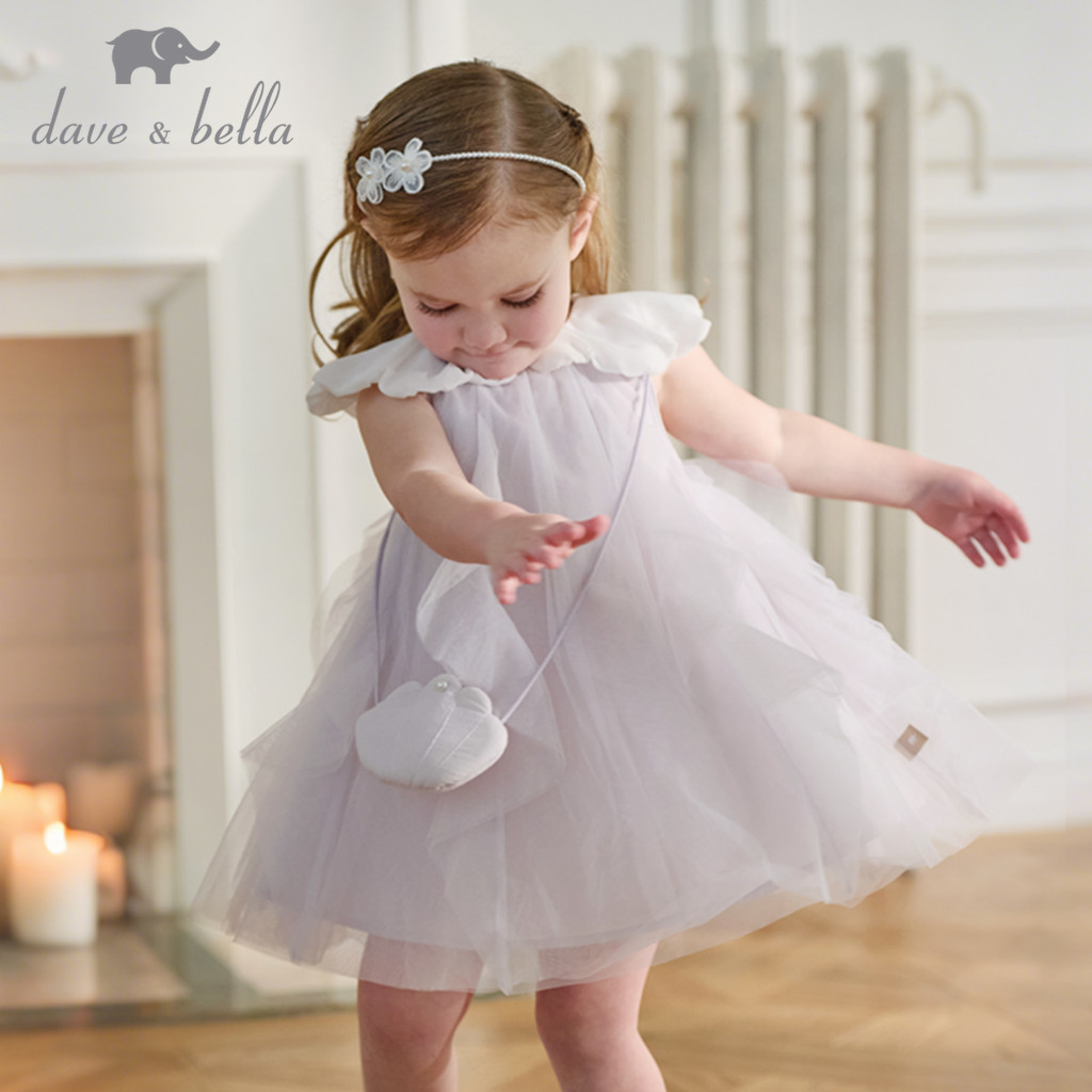 Dave Bella 9M-9Y Váy Công Chúa Lưới Bé Gái Sát Nách Mùa Hè Đầm Dễ Thương DB2261825
