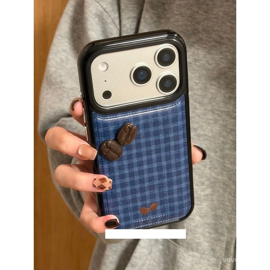 Ốp Điện Thoại Thích Hợp Cho iPhone 11 12 13 14 15 16 17 Pro max Plus Air Blue Kẻ Sọc Cà Phê Hạt Kết Cấu Da Chống Sốc Vỏ Bảo Vệ Chống Sốc Bao Gồm Tất Cả O5OF