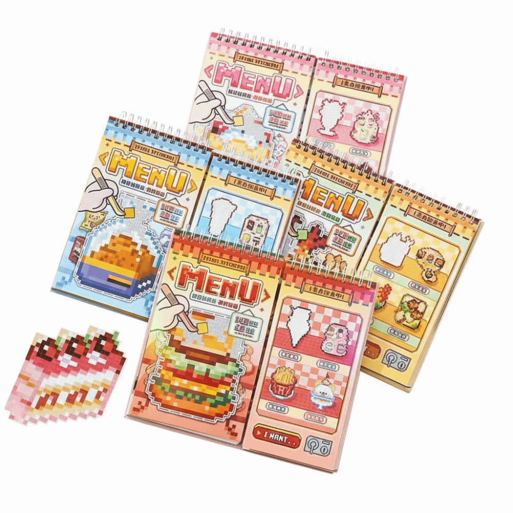 YOLOGO Pixel Art Sticker Book, 30 miếng dán xoắn ốc, trang trí album sáng tạo, thiết kế Pixel Art Series 3.0