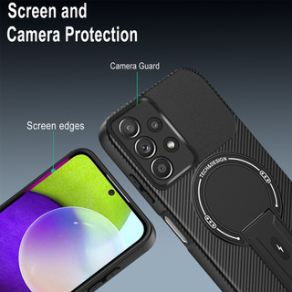 Dành Cho Smasung Galaxy A52 / A52s / A12 / M12 Ốp điện thoại Carbon Tecture Lưng Cứng Cạnh Mềm Có Thể Gập Lại Đứng Chống Sốc Chống Rơi Mỏng Bao