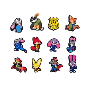 Set Charm dẻo Thỏ và Cáo Zootopia Judy Hopps Nick Wilde Police Cute Hoạt Hình Dễ Thương Trang Trí Dép
