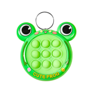 < Pluscloth > Máy chơi Game bong bóng đẩy Mini Móc khóa giảm căng thẳng Bong bóng silicon Popping Fidget Đồ chơi bóp giảm căng thẳng cho trẻ em Người lớn Tiện ích du lịch di động Bong bóng Popping Ga