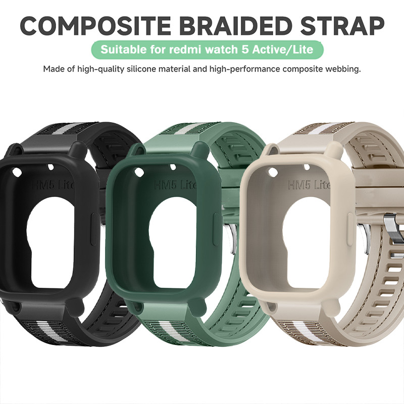 Dây đeo silicon + vỏ cho Redmi Watch 5 Active / 5Lite vỏ bảo vệ vòng đeo tay dây đeo đồng hồ