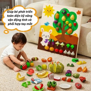 【BabyJoy】Bộ đồ chơi bóc tách và cắt rau củ quả mô phỏng như thật,chất liệu nhựa ABS an toàn,Gửi bảng nỉ