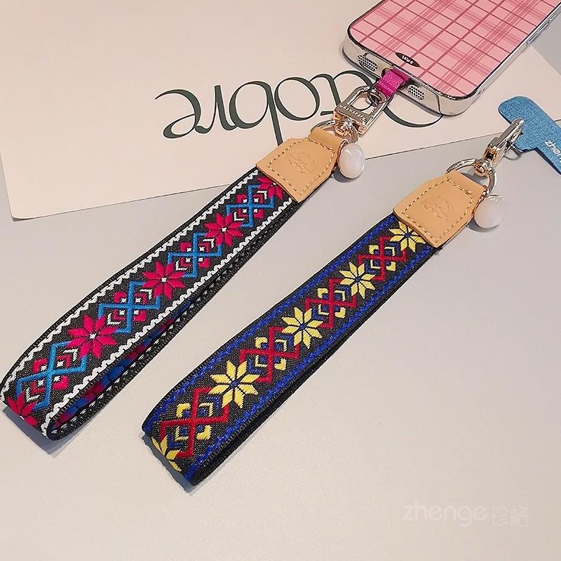 Dây Điện Thoại Di Động Cổ Tay Nữ Họa Tiết Ngắn Webbing Phiên Bản Rộng Mạnh Mẽ Bền Ngoài Trời Leo Núi Du Lịch