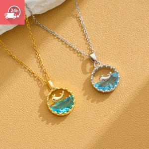 Vòng cổ thép titan biển xanh cá voi, thiết kế cá tính, mạ vàng 18K