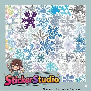 Set 100 Sticker Bông tuyết Chống Nước Dán Laptop Vali Mũ Bảo Hiểm Sổ Tay
