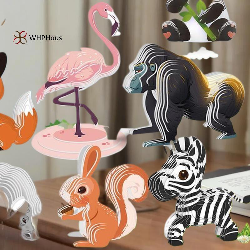 < WHPHous-t > 1 Bộ Đồ Chơi Montessori Giáo Dục Trẻ Em Ngộ nghĩnh DIY Hướng Dẫn Sử Dụng Lắp Ráp Mô Hình Ba Chiều Động Vật Giấy 3D Đồ Chơi Xếp Hình Cho Bé Trai Bé Gái Đẹp