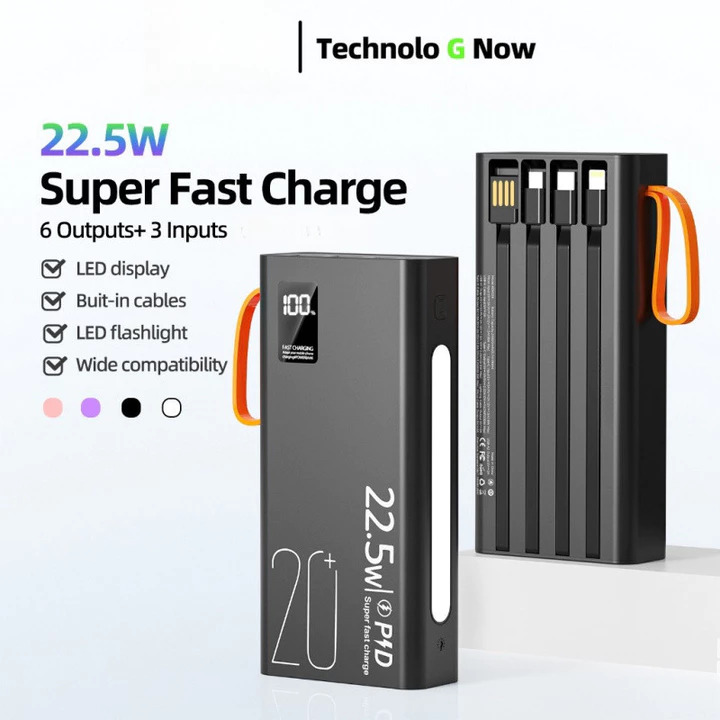 9.Mini Sạc dự phòng 2024 Sạc nhanh 22,5w, Màn hình hiển thị pin 20000 mah, đèn pin độ sáng cao Phụ kiện sạc pin