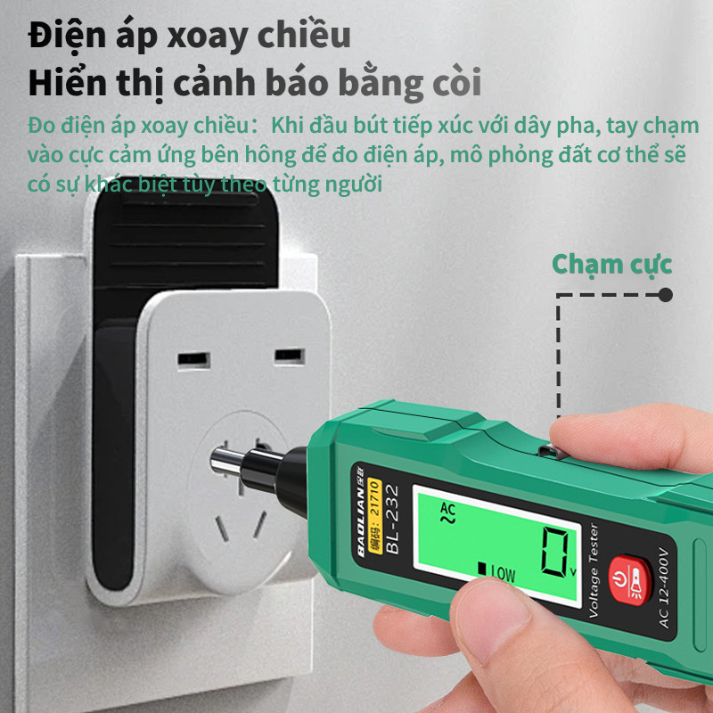 Bút Thử Điện Thông Minh Cảm Ứng – Đo Điện Áp 12-400V, Màn Hình LCD Lớn Hiển Thị Số,Cảnh Báo Âm Thanh & Ánh Sáng