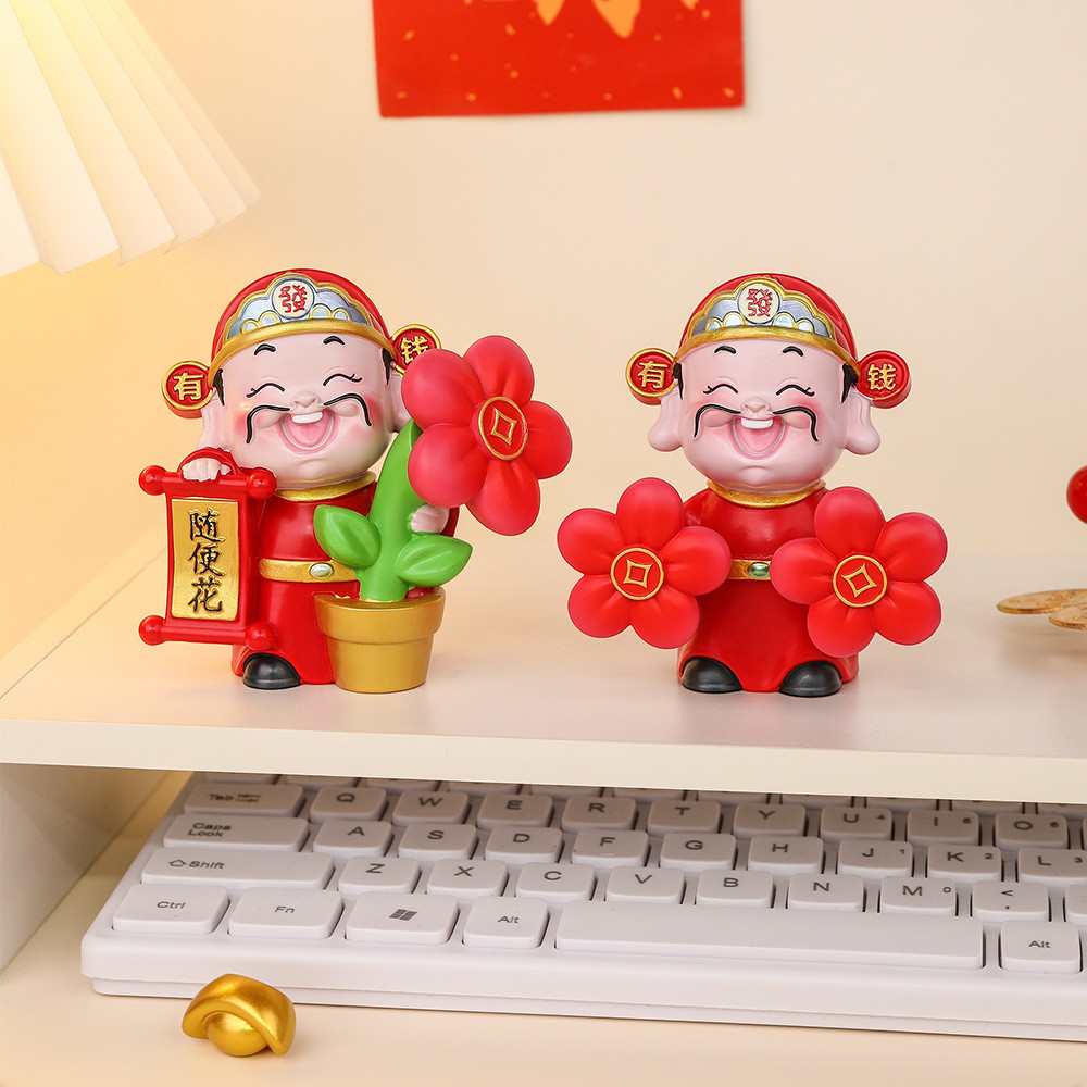 Chúc may mắn Thần Tài Zhuanzhuanle Thần Tài Trang Trí Ô Tô Sáng Tạo Thần Tài Búp Bê Văn Phòng Để Bàn Trang Trí Năm Mới