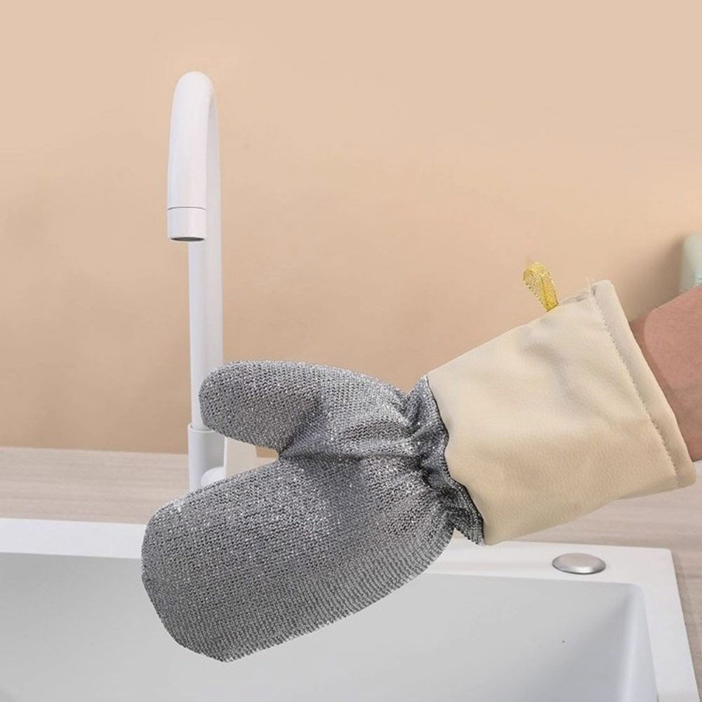 Găng tay rửa chén ren bạc HOBBYIN chống nước, đa chức năng, dày dặn, chống dính, dùng cho gia dụng