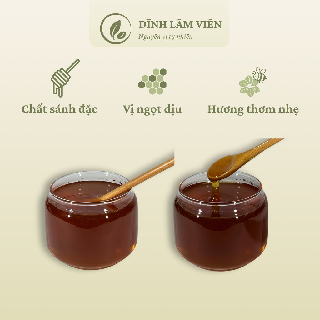 Mật ong hoa cà phê Gia Lai nguyên bản nguyên chất 500-1000ml hũ thuỷ tinh | Dĩnh Lâm Viên