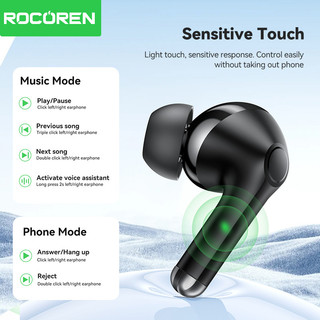 Rocoren R02 Tai nghe không dây Bluetooth 5.4, màn hình LED kỹ thuật số, khử tiếng ồn, micrô tích hợp
