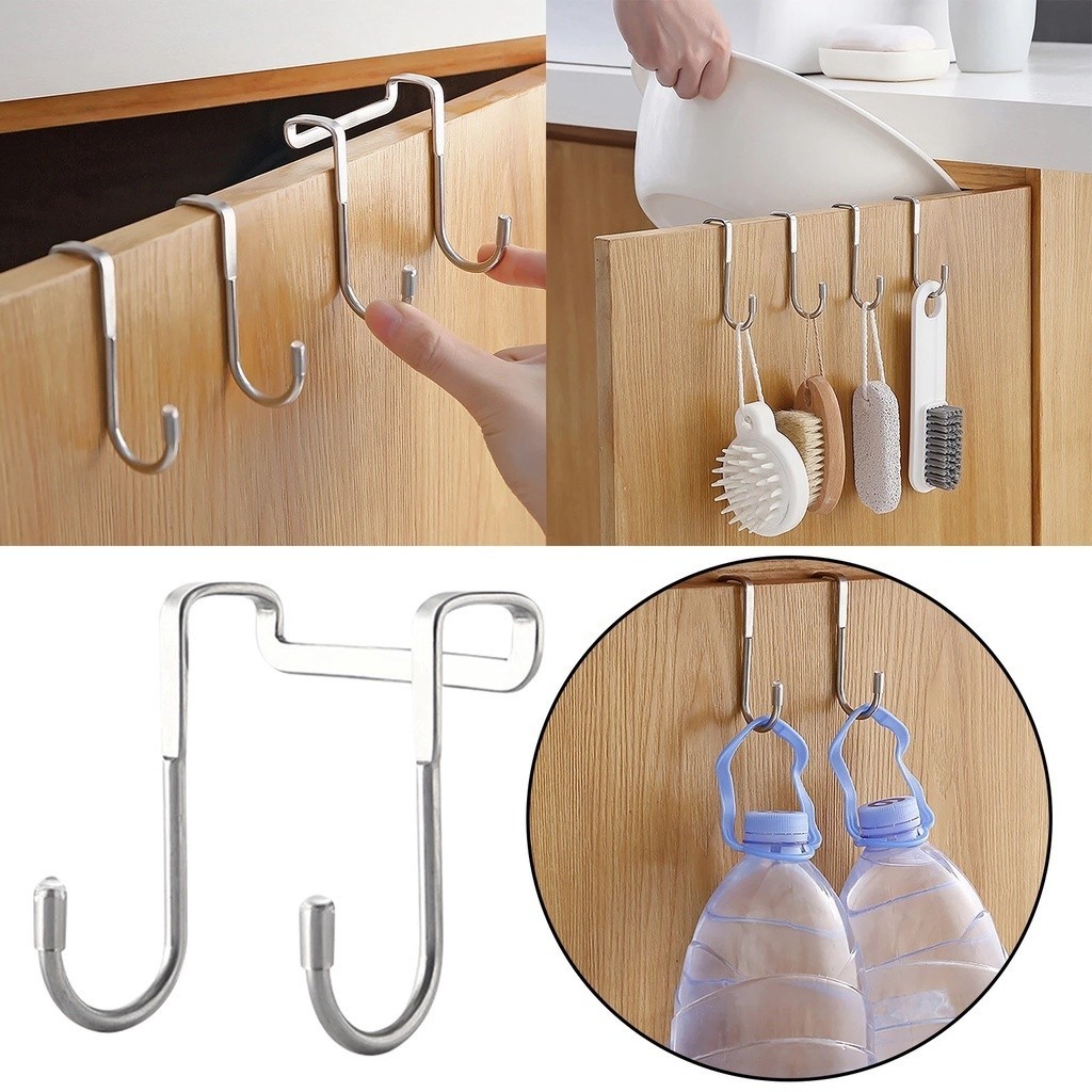 Combo 5 Móc Inox Đa Năng, Móc Đôi Treo Đồ Hình Chữ S, Móc Gài Sau Cánh Tủ Bếp, Tiện Dụng Trong Không Gian Bếp