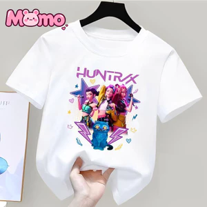 Kpop Demon Hunters Anime Họa Tiết In Hình Bé Trai Và Bé Gái Cùng Phong Cách Cổ Tròn Đa Năng Tay Ngắn Áo Thun Trẻ Em Top