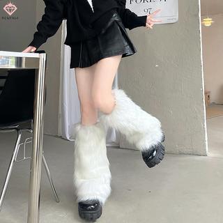 PCWFKef Trắng Giả Chân Ấm Áp Boot Cover Y2K Goth Chân Chắc Chắn Tất Punk Dài Đến Đầu Gối Thời Trang Ấm Tất Mới