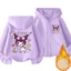 Kuromi Phim Hoạt Hình In Trẻ Em Zip Up Áo Lông Cừu Có Mũ Ấm Áp Dễ Thương Áo Khoác Thường Ngày