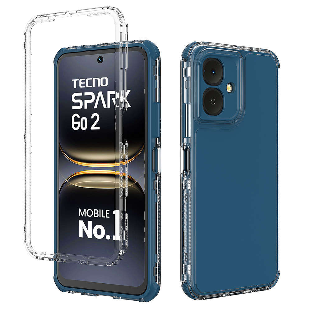 360 3 trong 1° Bảo vệ hoàn toàn cho Tecno POP 10 4G / INFINIX SMART 10 / SPARK GO 2 Vỏ điện thoại chống sốc trong suốt Vỏ bọc thiết kế cản chống sốc