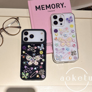 Màu Dopamine Con Bướm Lập Thể Thích Hợp Cho Apple 17 Vỏ Điện Thoại iPhone 16 Mới 15 / 14 / 13 / 12 / 11 Thả Keo Trong Suốt Trọn Gói Chống Rơi Vỏ Bảo Vệ