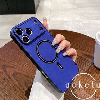 Ốp điện thoại iPhone 17 sạc từ tính bằng da cừu mờ với tất cả các ống kính, ốp điện thoại 16promax, họa tiết da 15pro, ốp bảo vệ chống rơi 14 / 13 / 12 / 11