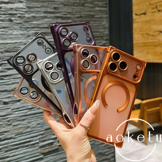 Ốp điện thoại từ tính mạ điện góc phải sang trọng phù hợp cho iPhone 13 14 15 16 17 Pro max vỏ mềm silicon chống rơi bốn góc