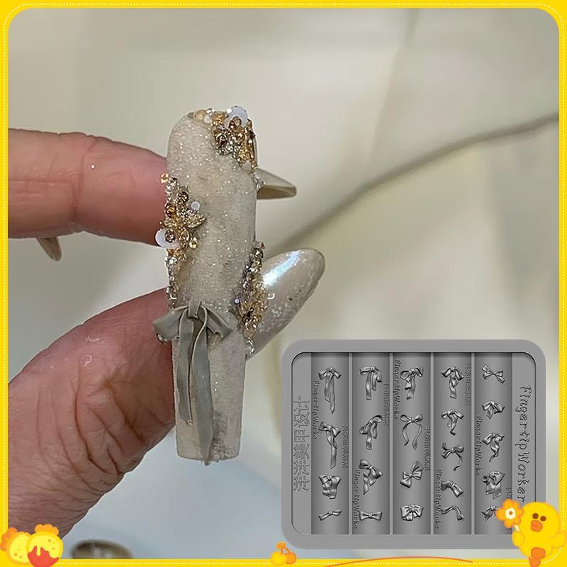 [Gengli] 3D Nơ Khuôn Làm Móng Tay Silicon Kích Thước Hỗn Hợp Nơ Ruy Băng Mềm Tấm Dập Nơ DIY Làm Móng Tay Nghệ Thuật Khuôn Dụng Cụ Trang Trí Mẫu