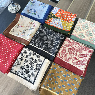 Nghệ thuật Hàn Quốc tươi sáng - Khăn lụa vuông nhỏ 58cm, mềm mịn và phong cách retro cao cấp