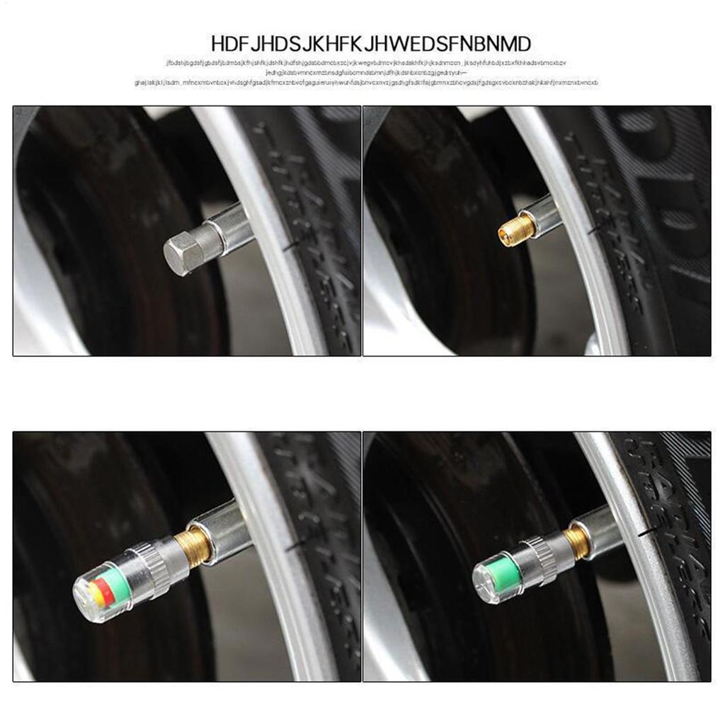 Đồng hồ đo áp suất lốp Nắp van 4 chiếc Đồng hồ đo cảnh báo Mũ giám sát áp suất lốp Phụ kiện ô tô pomervn