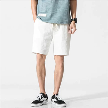 Quần Short Nam Vải Lanh Cotton Quần Short Nam Mồ Hôi Quần Mùa Hè Thoáng Khí Thoải Mái Dây Rút Quần Short Mềm Nam Dạo Phố Quần