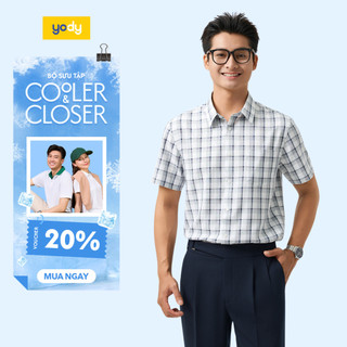 Áo sơ-mi nam ngắn tay YODY nano kẻ caro túi ngực thấm hút nhanh Chống UV tới 53+ MOSS25A001