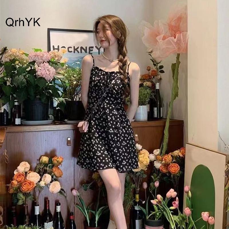 Váy Vintage Voan Hoa Cho Phụ Nữ, Kiểu Dáng Mini, Thích Hợp Mặc Hàng Ngày Mùa Hè