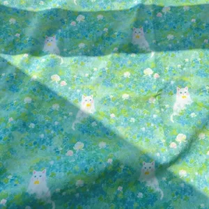 Tươi Nguyên Chất Cotton Xanh Hoa Rừng Series Mèo Quần Áo Bé Quần Áo Handmade diy Trẻ Em Quần Áo Tóc Khăn Trùm Đầu Vải Vải 4.3