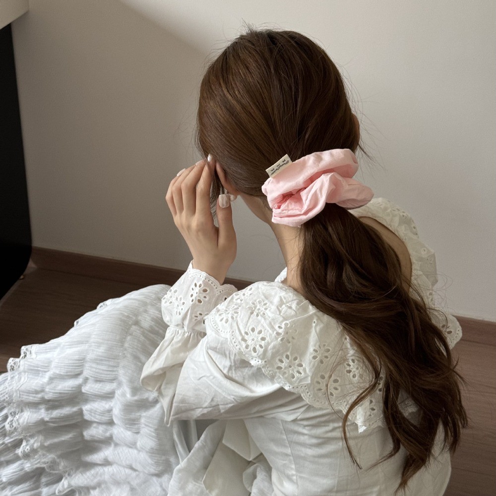 Hululu Scrunchy đơn giản màu trơn - Dây cao su co giãn bền, phụ kiện tóc thời trang