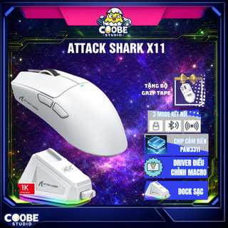 [Ship nhanh] Chuột Gaming Không Dây Bluetooth Attack Shark X11 Chip Khủng PAW3311 Pollingrate 1Khz - CooBeStore