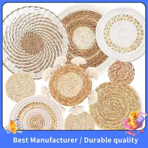 Wicker Boho Trang Trí Tường, Cỏ Biển Mây 9 Gói Bộ Giỏ Treo Tường Boho, Treo Tường Giỏ Treo Trang Trí