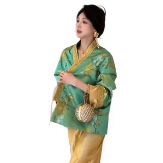 Bộ Váy Nữ cao cấp kiểu Trung Hoa thanh lịch: Áo khoác và váy dây lụa sang trọng