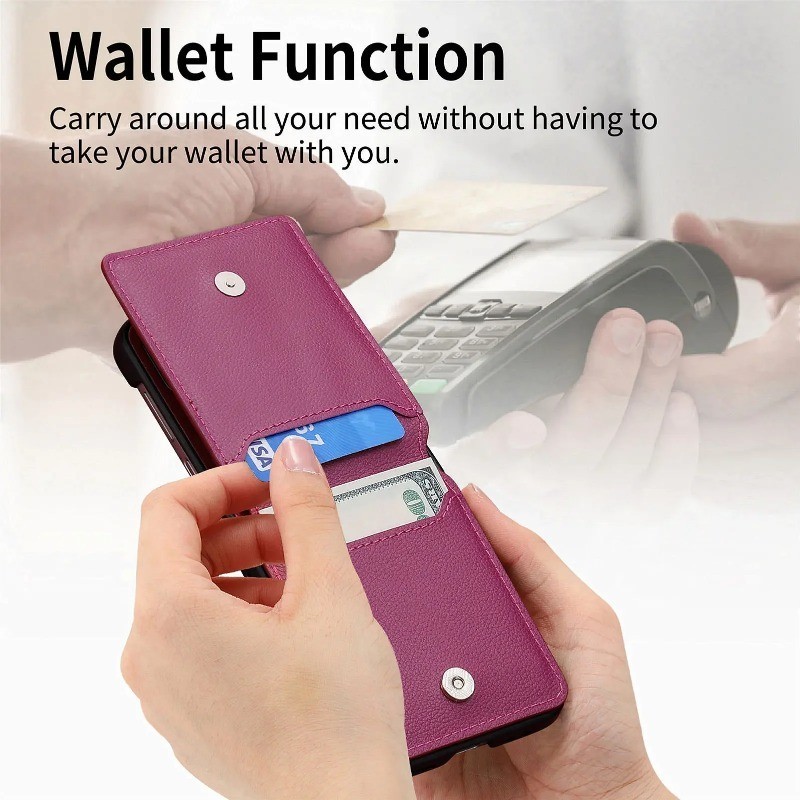 Ốp Điện Thoại Da PU Sang Trọng Mimi Cho Samsung Galaxy Z Flip 7 FE Z Flip 6 Z Flip 5 Z Flip 4 Z Flip 3 Ví Đựng Thẻ Vòng Bảo Vệ Mặt Sau Chống Sốc Flip7 Flip6