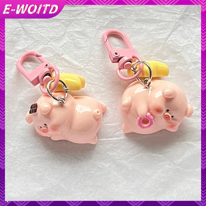 E-WOITD Ba Chiều Lợn Hồng Móc Khóa Mặt Dây Chuyền Động Vật Dễ Thương Ngôi Sao Bule Móc Khóa Hình Chú Heo Nhỏ Dễ Thương Móc Khóa Trẻ Em Quà Tặng E-WOITD